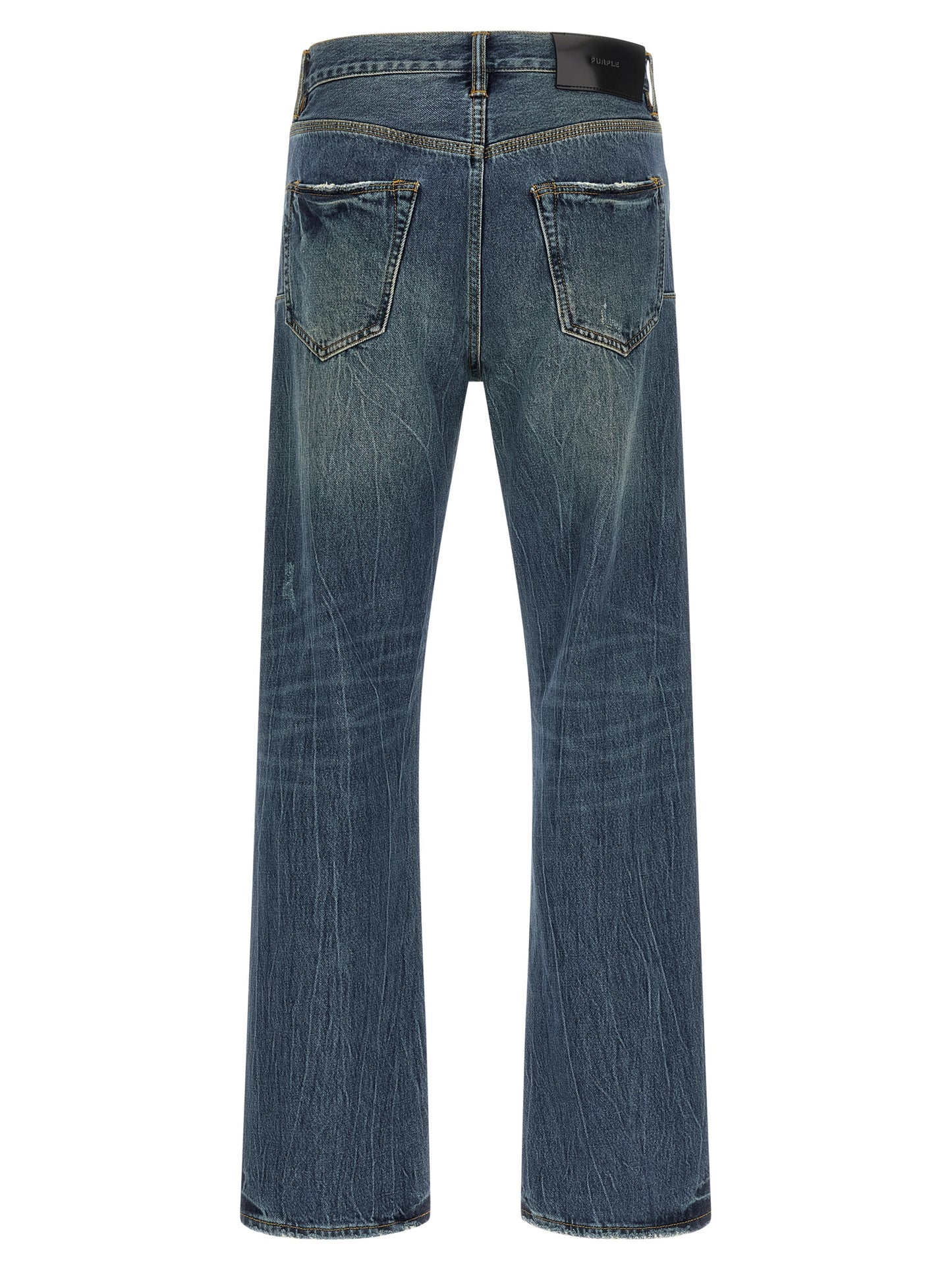 Jeans by PURPLE for men in cotton denim blue & purple features a refined silhouette with a refined straight-leg, defined by a and a refined long for a refined finish.