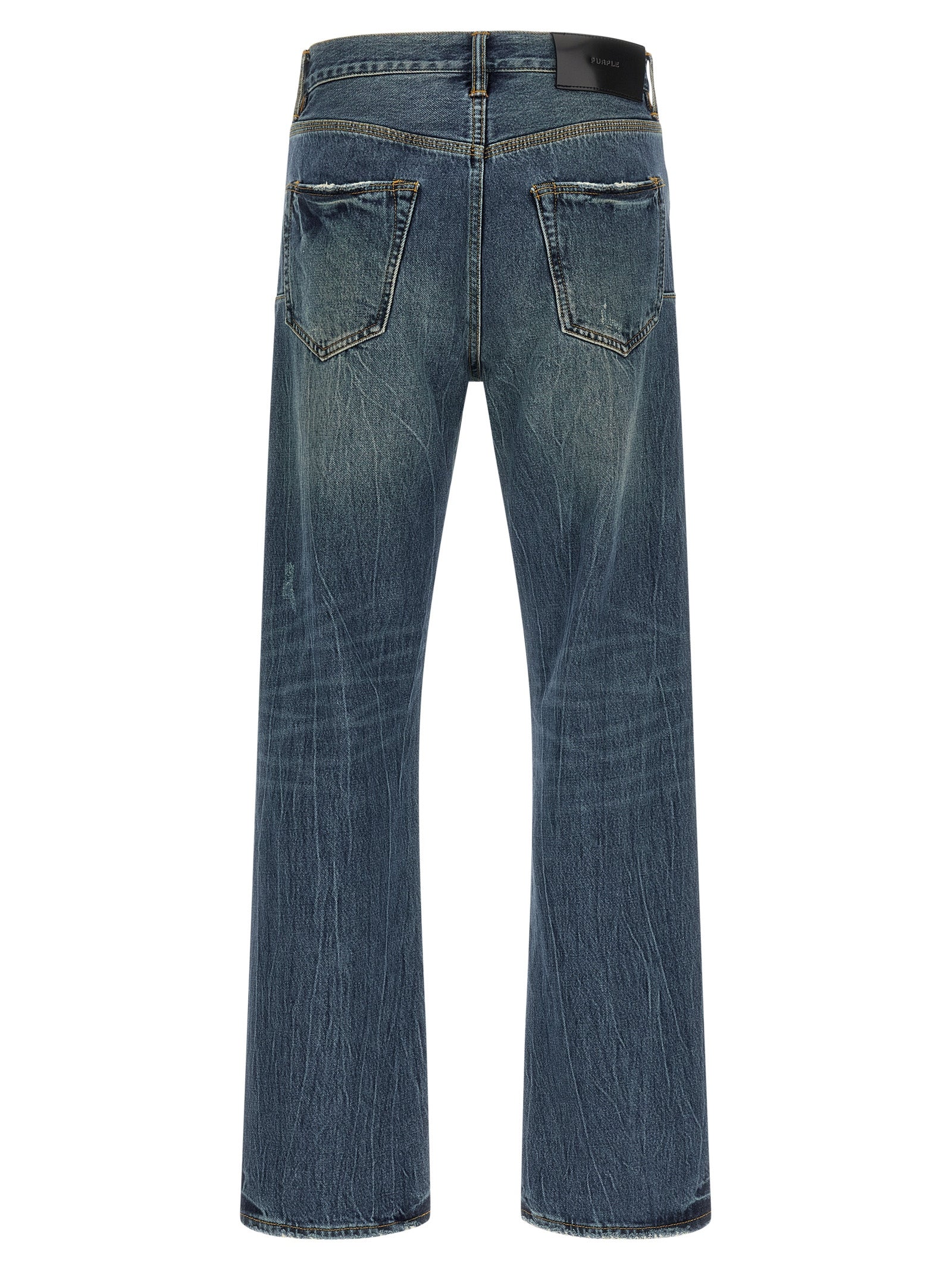 Jeans by PURPLE for men in cotton denim blue & purple features a refined silhouette with a refined straight-leg, defined by a and a refined long for a refined finish.