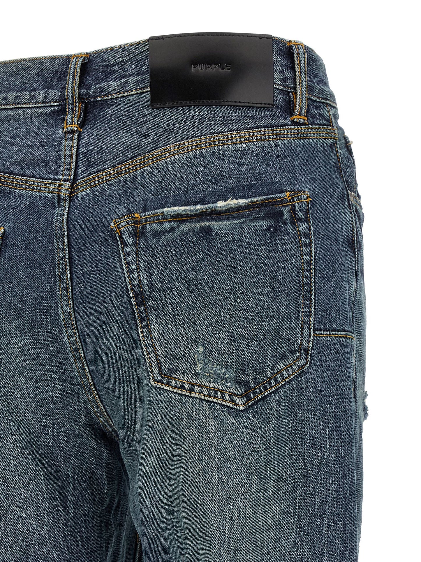 Jeans by PURPLE for men in cotton denim blue & purple features an sophisticated and straight-leg with a precise long, creating a sophisticated and sophisticated silhouette.