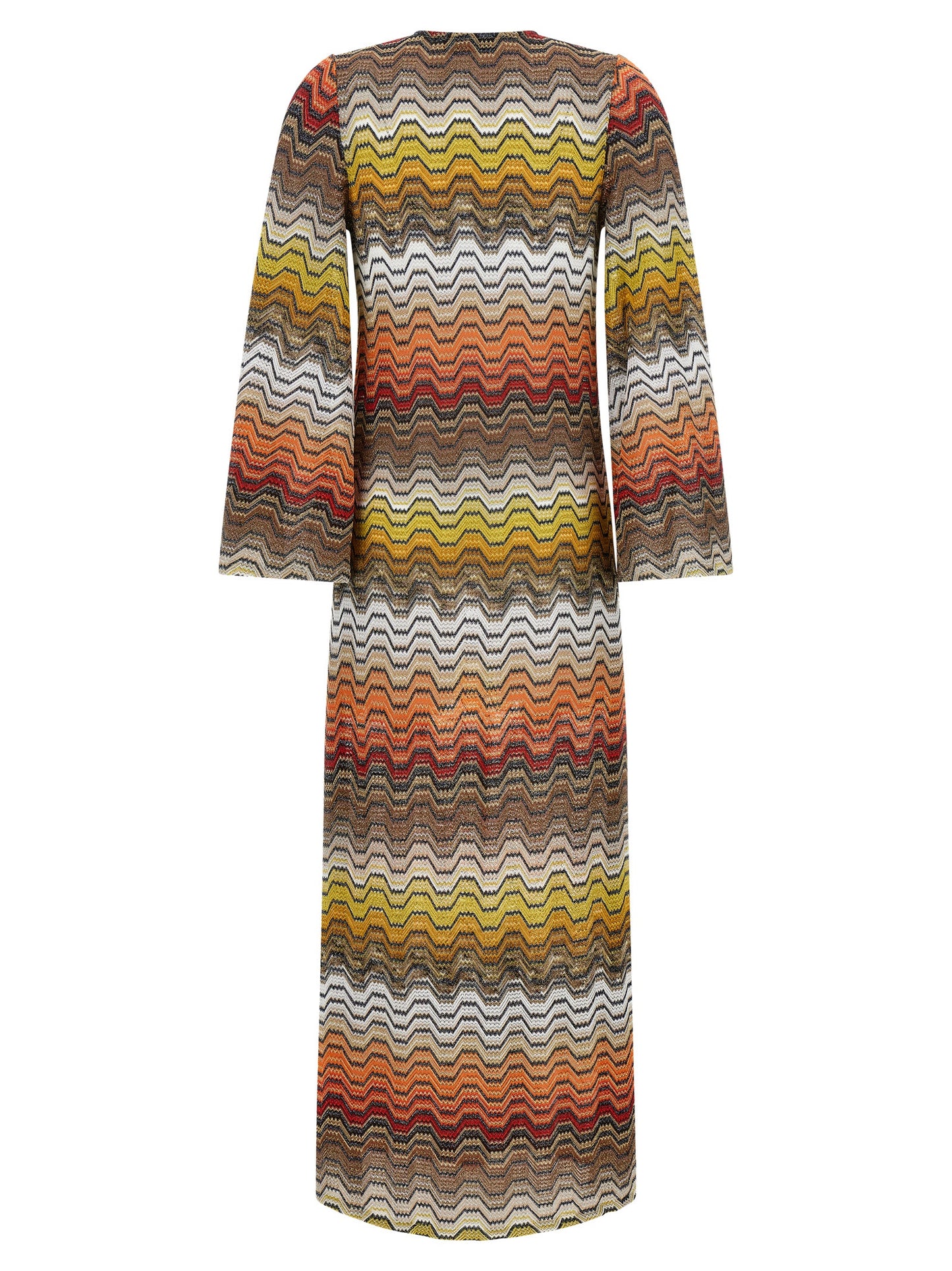 Dress by Missoni for women in viscose multicolor & patterned presents a sinuous silhouette, showcasing a sophisticated v-neck neckline and detailed with a sinuous long for a refined finish.