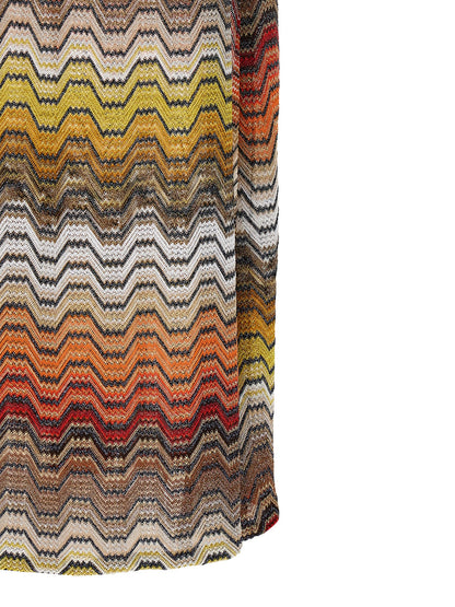 Dress by Missoni for women in viscose multicolor & patterned features an sultry silhouette defined by a and , falling to an sultry long for a sultry look.