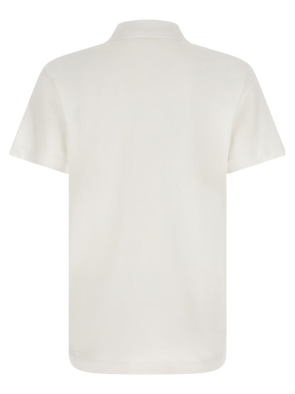 Polo Shirt by Versace for men in cotton white & jacquard presents a distinguished silhouette, showcasing a sophisticated and distinguished for a truly distinguished finish.