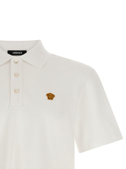 Polo Shirt by Versace for men in cotton white & jacquard features a eye catching silhouette, showcasing a refined and for a eye catching finish.