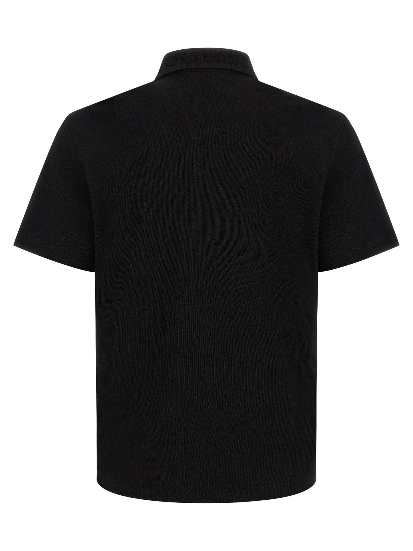 Polo Shirt by Versace for men in cotton black & jacquard presents a crisp silhouette, artfully detailed with a crisp and crisp .