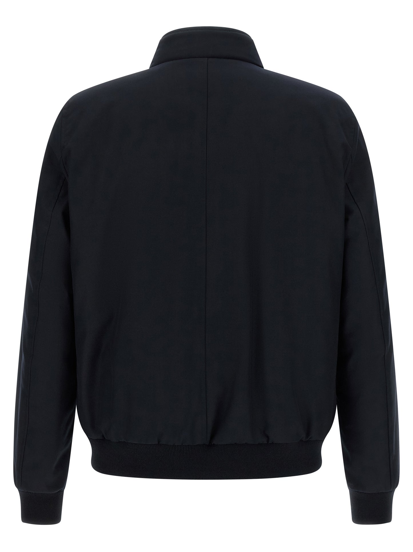 Bomber Jacket by MooRER for men in cashmere blue & horn features a city-ready silhouette, detailed with water-resistant, windproof & insulated and a city-ready high-neck neckline.