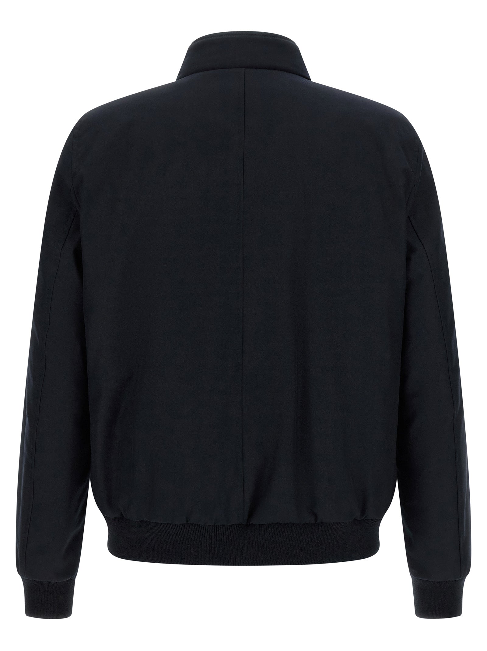 Bomber Jacket by MooRER for men in cashmere blue & horn features a city-ready silhouette, detailed with water-resistant, windproof & insulated and a city-ready high-neck neckline.