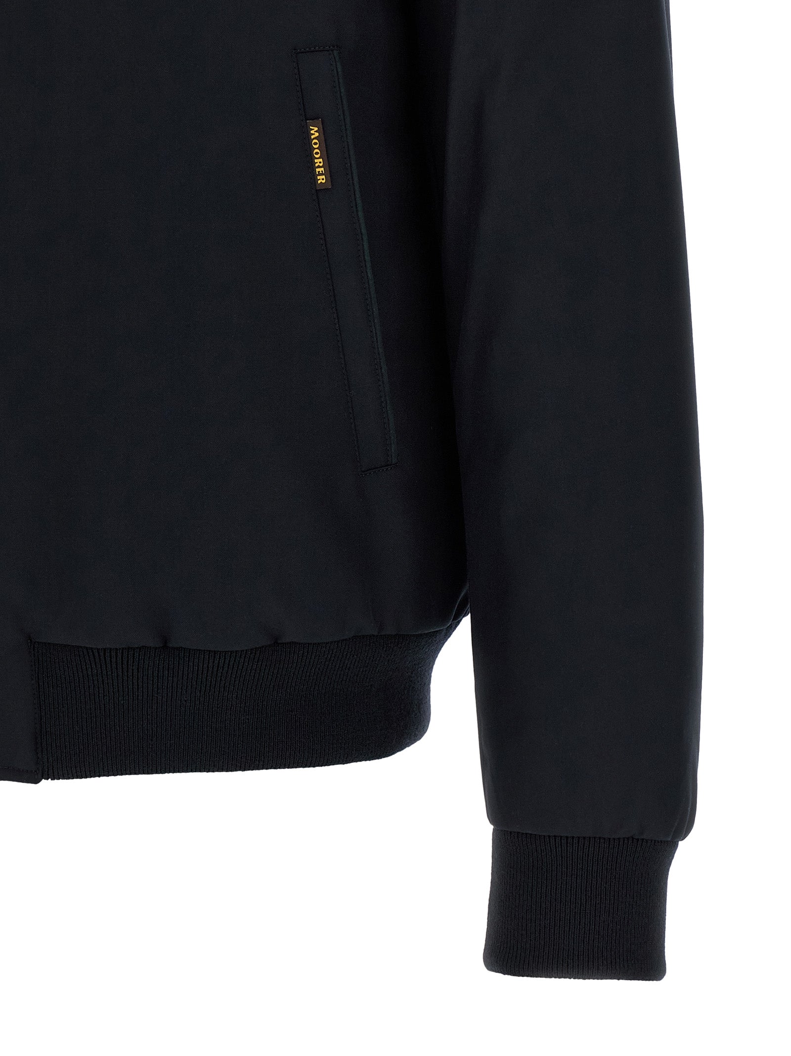Bomber Jacket by MooRER for men in cashmere blue & horn features an on trend silhouette, showcasing refined water-resistant, windproof & insulated and a sophisticated for a truly on trend finish.