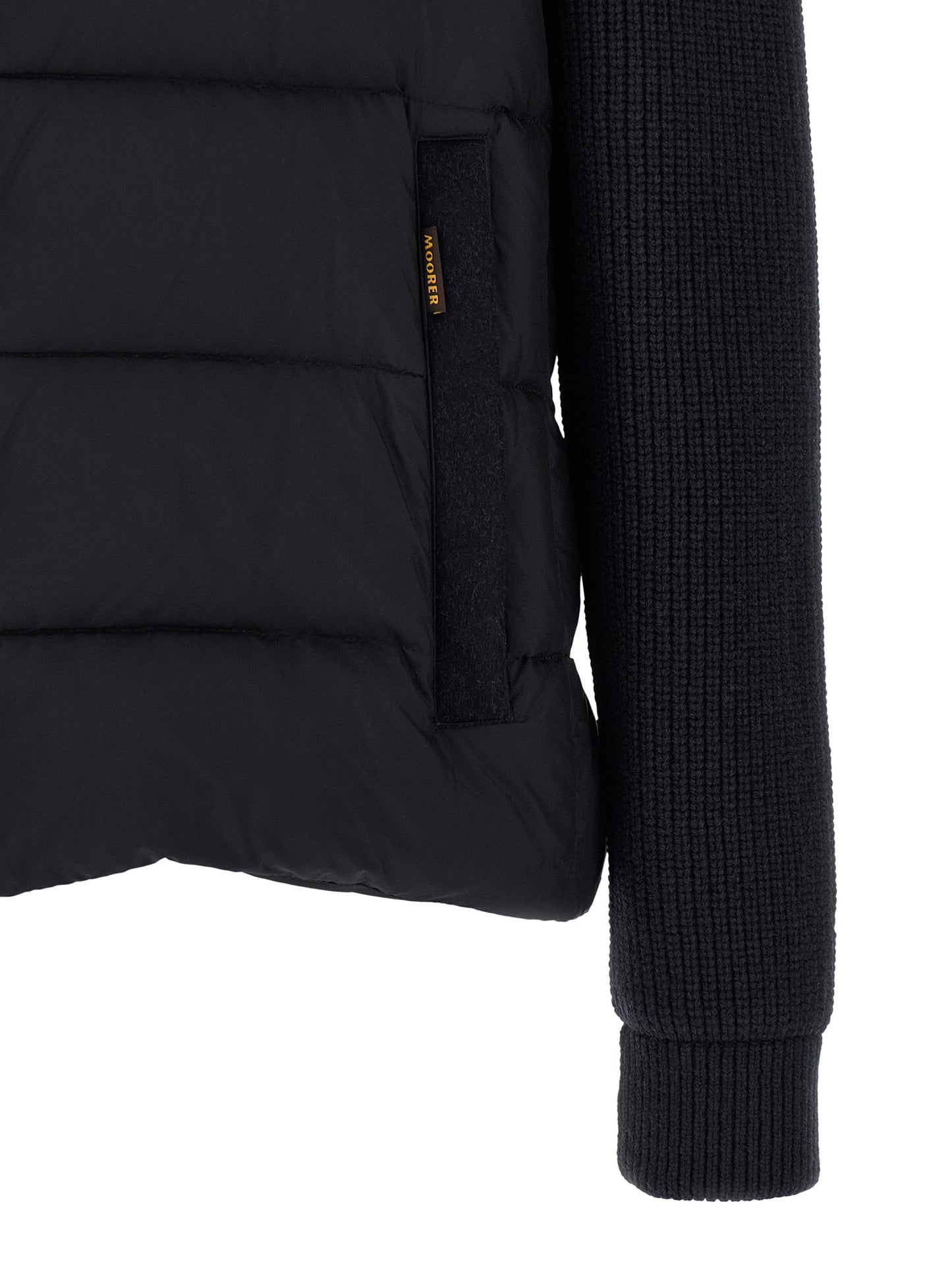 Hooded Overcoat by MooRER for men in cashmere wool flannel & goose-down blue features a contemporary silhouette showcasing a contemporary and refined hooded & insulated for a sophisticated finish.