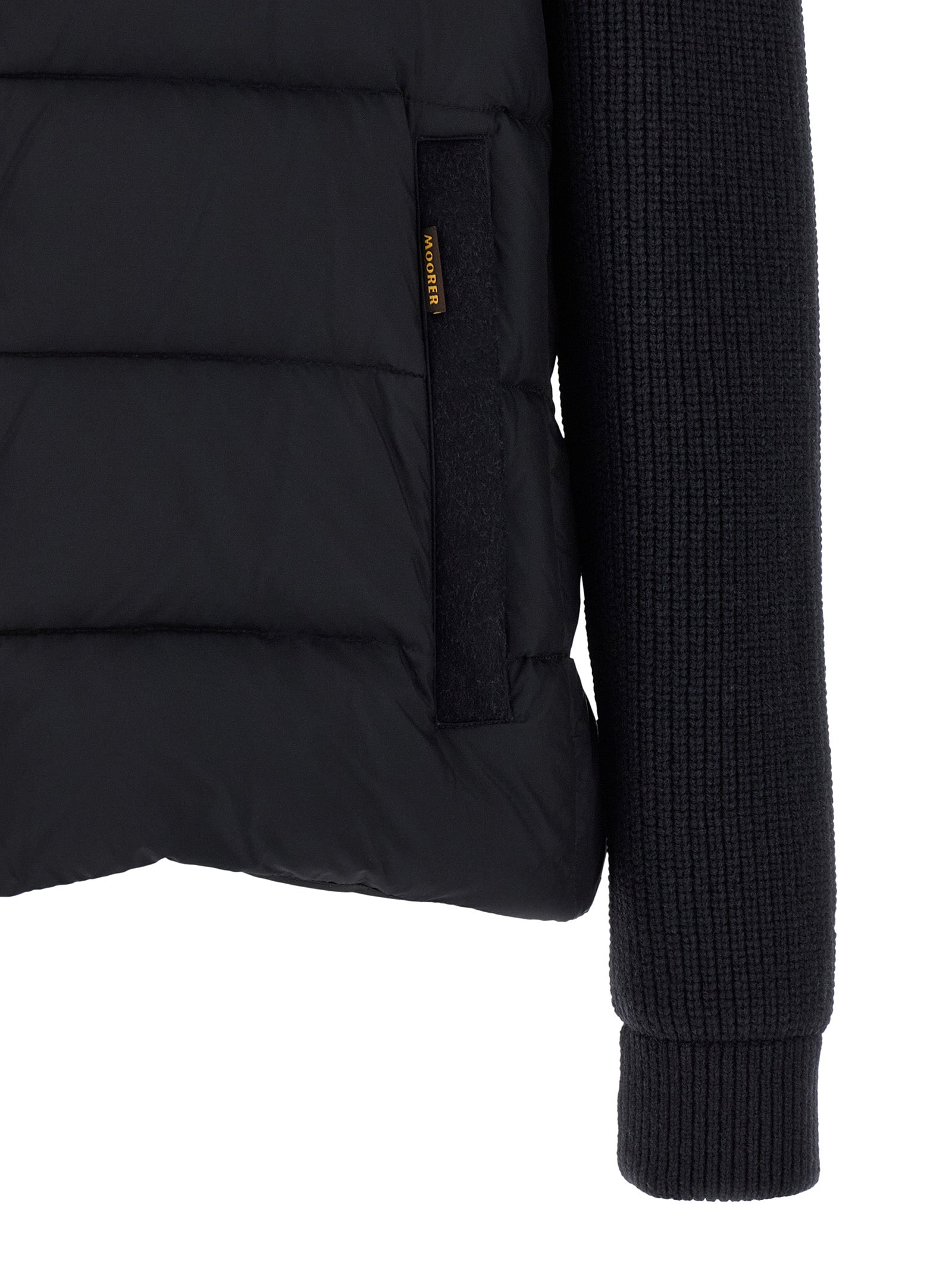 Hooded Overcoat by MooRER for men in cashmere wool flannel & goose-down blue features a contemporary silhouette showcasing a contemporary and refined hooded & insulated for a sophisticated finish.