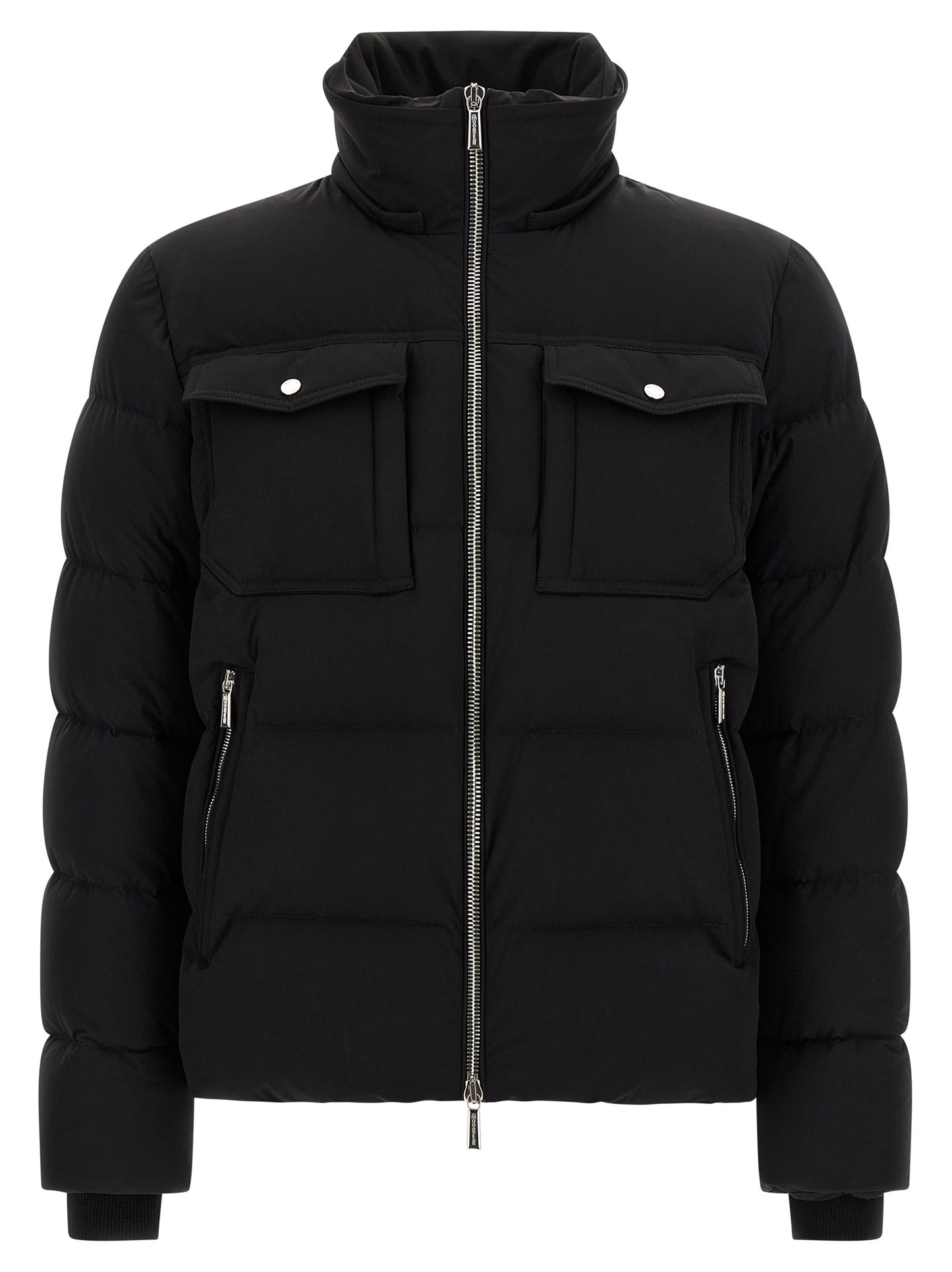 Hooded Bomber Jacket by MooRER for men in goose-down & cashmere black presents a effortlessly chic silhouette, showcasing a sophisticated hooded neckline and premium pockets, hooded & insulated for a truly effortlessly chic finish.
