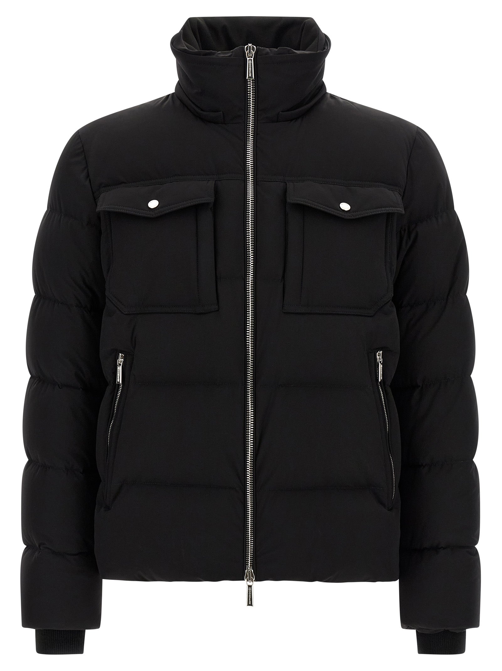 Hooded Bomber Jacket by MooRER for men in goose-down & cashmere black presents a effortlessly chic silhouette, showcasing a sophisticated hooded neckline and premium pockets, hooded & insulated for a truly effortlessly chic finish.