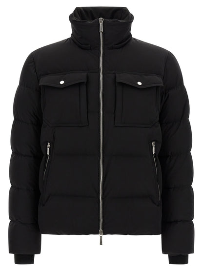 Hooded Bomber Jacket by MooRER for men in goose-down & cashmere black presents a effortlessly chic silhouette, showcasing a sophisticated hooded neckline and premium pockets, hooded & insulated for a truly effortlessly chic finish.