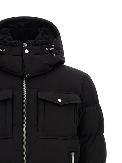 Hooded Bomber Jacket by MooRER for men in goose-down & cashmere black features an on trend silhouette, showcasing refined pockets, hooded & insulated and a sophisticated hooded neckline for a truly on trend finish.