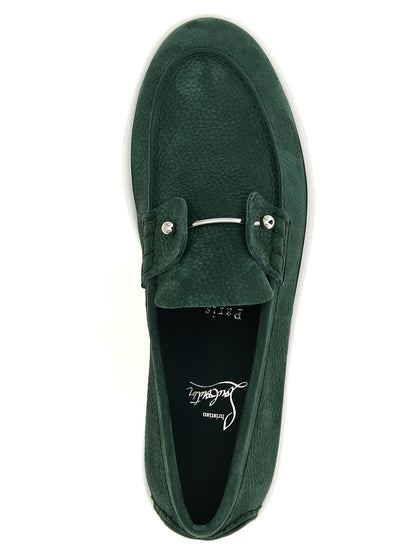 Loafer Slip-On Lace-Up Shoes by Christian Louboutin for men in calfskin leather bicolour & green showcases a impeccable silhouette as De Poudre Men's Calfskin Leather Loafer Slip-On Lace-Up Shoes, artfully designed with a impeccable and refined for a impeccable finish.