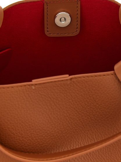 Mini Shopper Tote Bag by Christian Louboutin for women in bos taurus calfskin leather brown & red features an sumptuous Bettina Bos Taurus Calfskin Leather Mini Shopper Tote Bag design with a secure magnetic, ample , and versatile shoulder-strap, adjustable-strap & handle for an sumptuous finish.