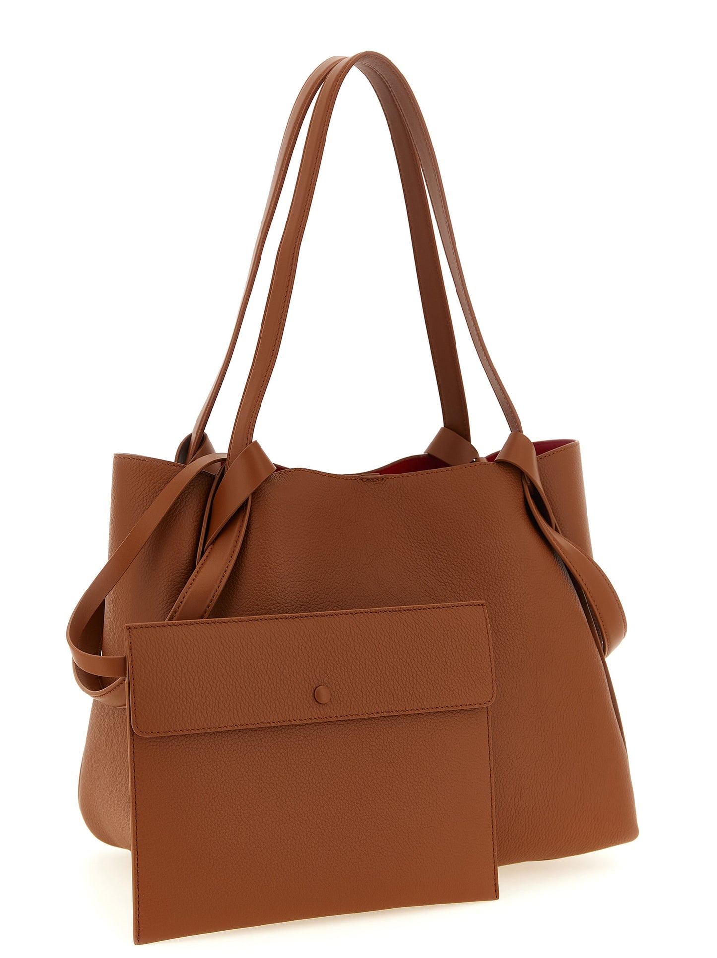 Small Shopper Tote Clutch Bag by Christian Louboutin for women in bos taurus calfskin leather brown features an utilitarian-chic silhouette, showcasing the Bettina Bos Taurus Calfskin Leather Small Shopper Tote Clutch Bag design with a secure snap & hook, ample , and versatile handle.