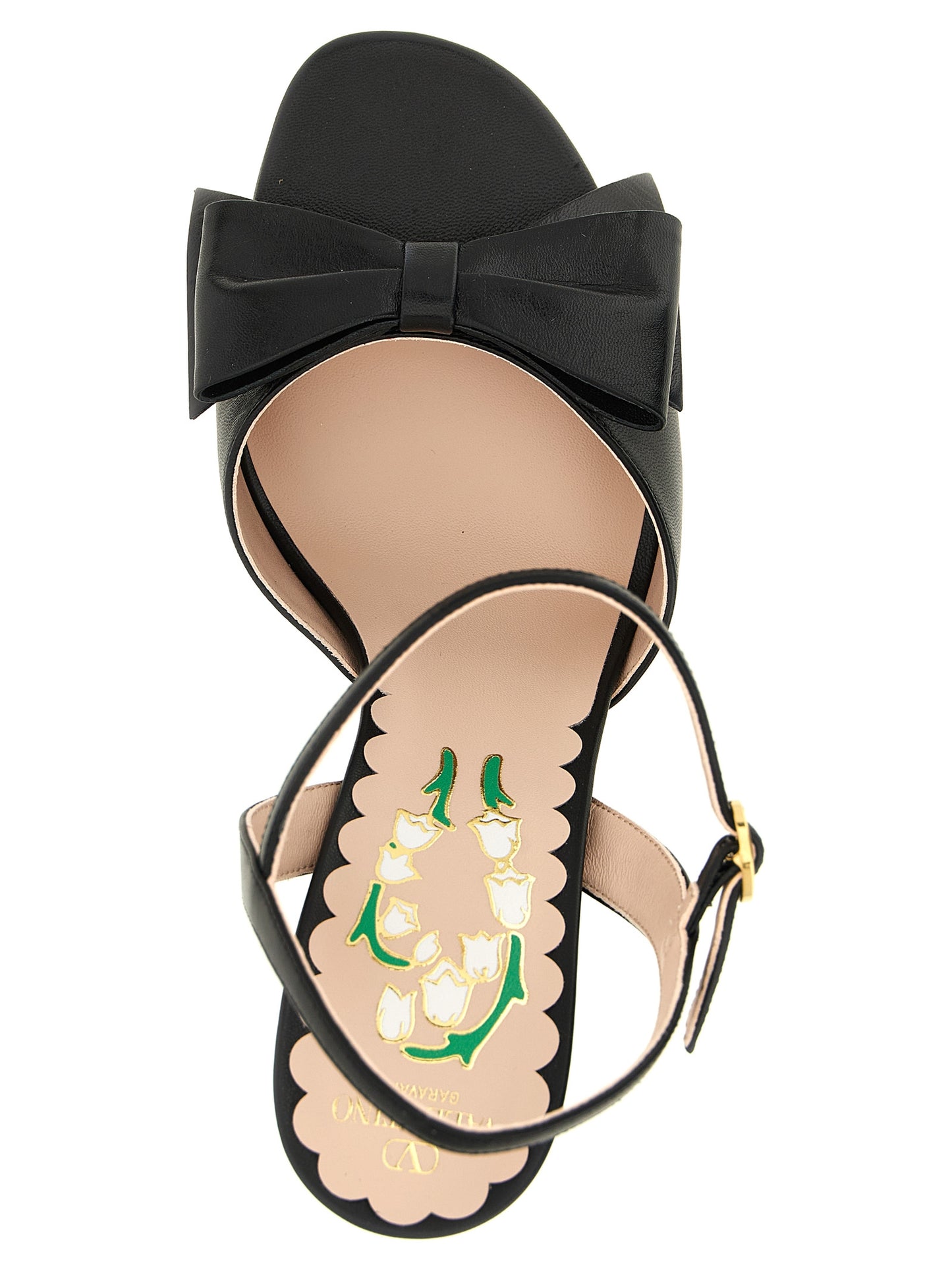 Platform Stiletto Ankle Strap Sandals by Valentino Garavani for women in calfskin leather black, floral & signature showcases a sculptural silhouette as V Logo Women's Calfskin Leather Platform Stiletto Ankle Strap Sandals, defined by a sculptural stiletto platform and sculptural for a sculptural look.