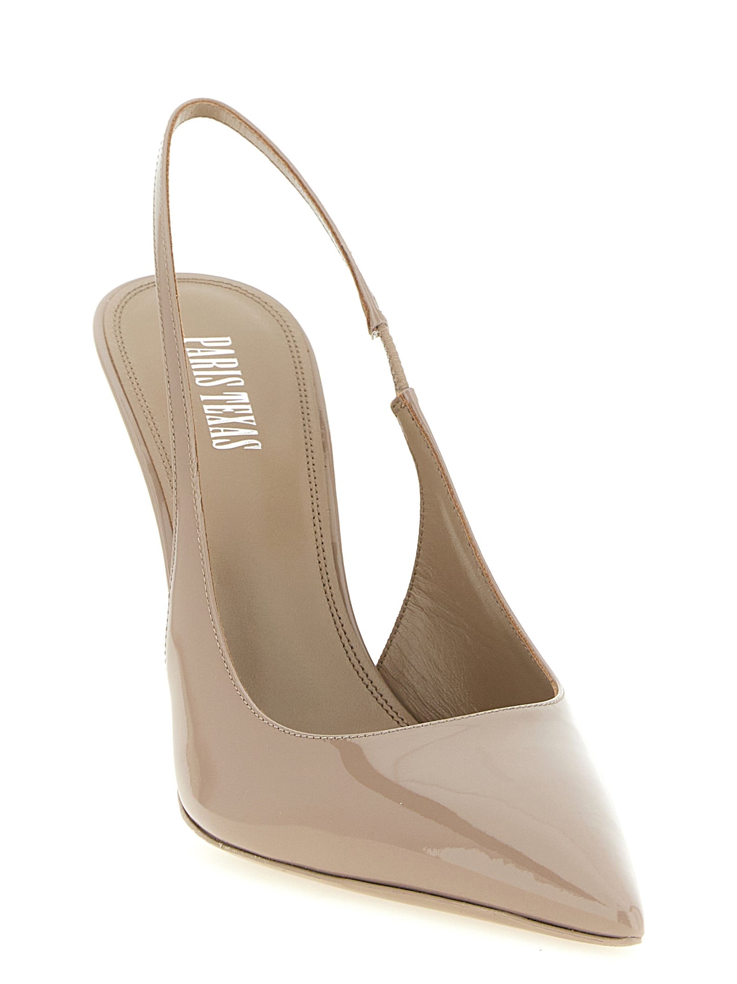 High-Heel Stiletto Slingback Pumps Heels by Paris Texas for women in bos taurus patent calfskin leather beige features an captivating silhouette, showcasing the elegant Lidia Women's Bos Taurus Patent Calfskin Leather High-Heel Stiletto Slingback Pumps Heels design with a stiletto high-heel and a sophisticated .