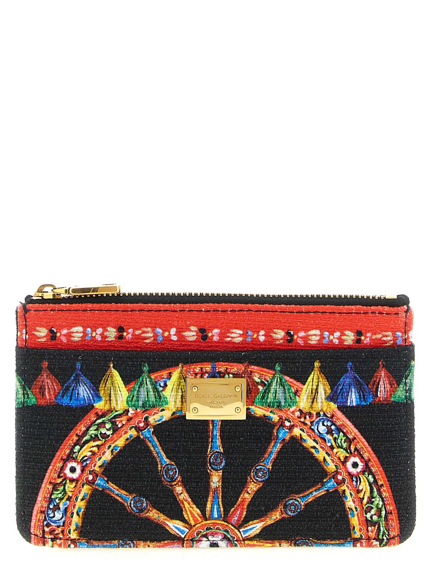 Cardholder Card Case by Dolce & Gabbana for women in stretch cotton linen & leather multicolor, signature & print features a refined silhouette, showcasing the elegant lines of the Stretch Cotton Linen & Leather Cardholder Card Case alongside premium card-organization for a refined finish.