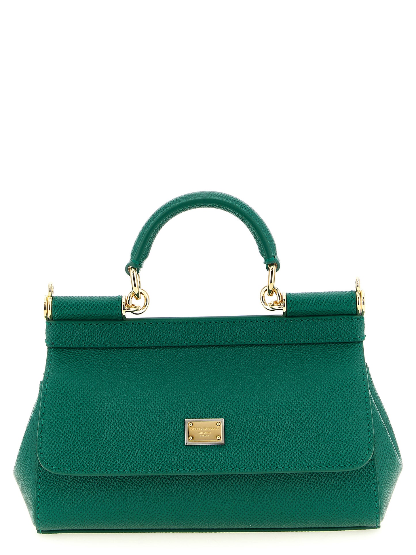 Mini Flap Handbag by Dolce & Gabbana for women in calfskin leather bicolour, green & signature presents a ornamental silhouette, showcasing a secure snap & flap, ample , and versatile shoulder-strap, adjustable-strap & handle for a ornamental finish.