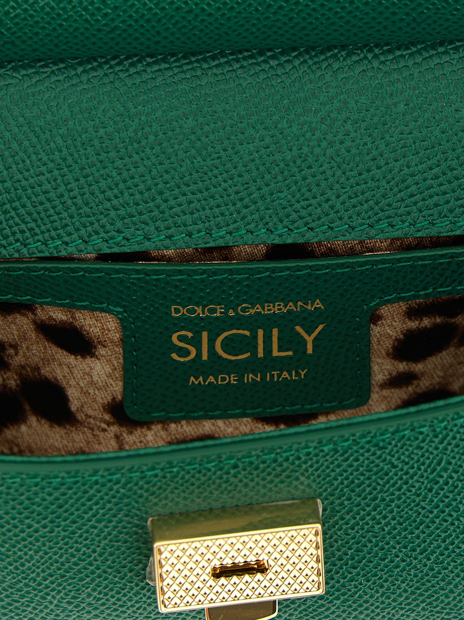 Mini Flap Handbag by Dolce & Gabbana for women in calfskin leather bicolour, green & signature features a contemporary silhouette, showcasing a secure snap & flap, ample , and contemporary shoulder-strap, adjustable-strap & handle for a sophisticated look.