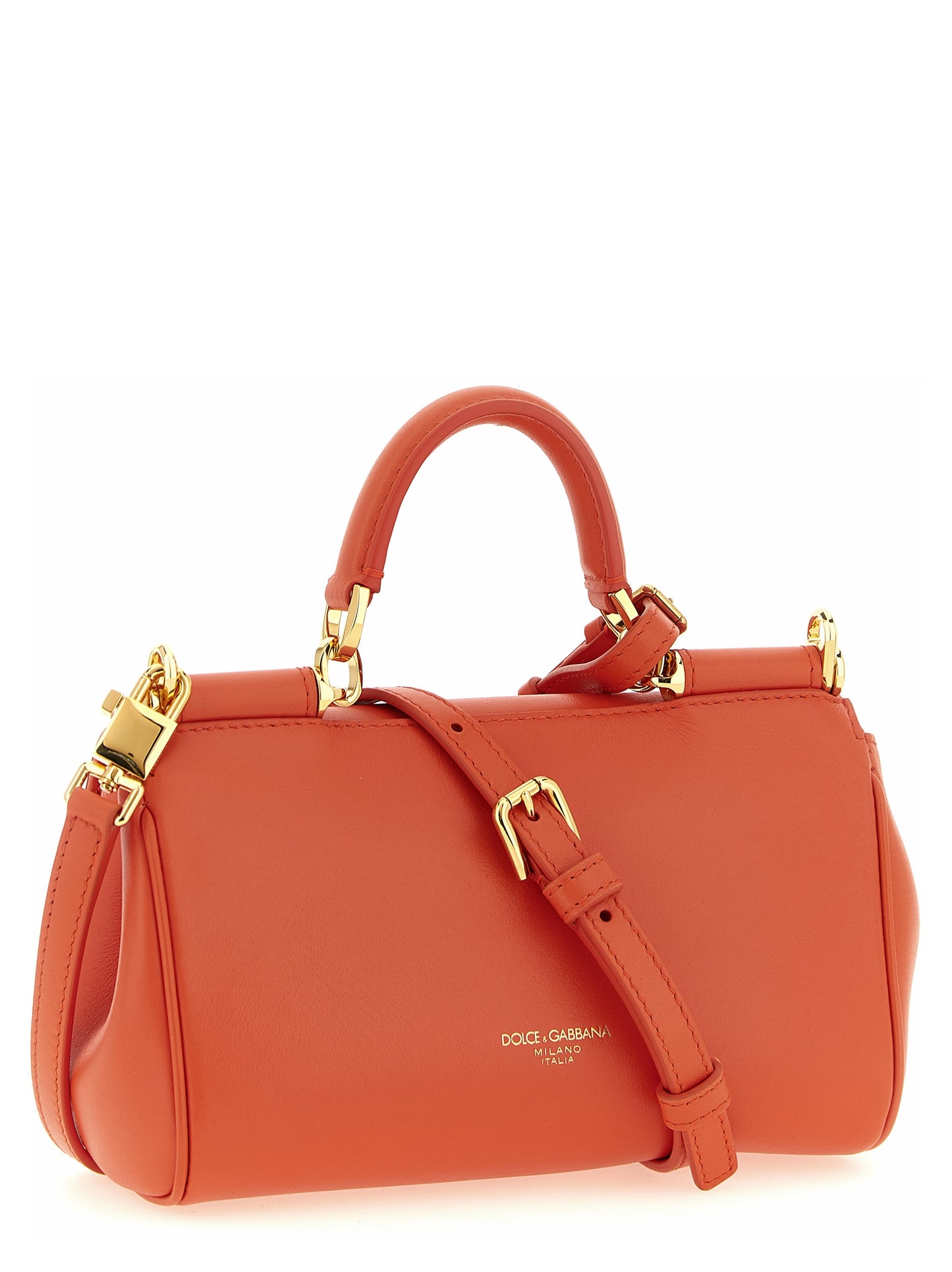 Mini Flap Handbag by Dolce & Gabbana for women in pvc & bos taurus suede calf leather orange features a contemporary silhouette, showcasing a secure flap, ample , and contemporary for a sophisticated look.