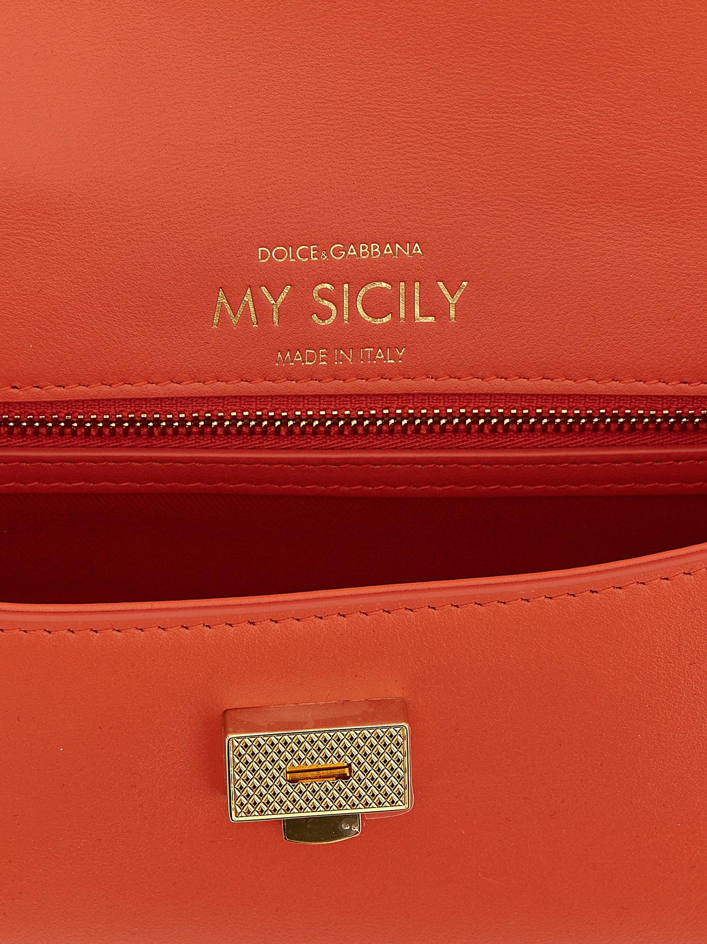 Mini Flap Handbag by Dolce & Gabbana for women in pvc & bos taurus suede calf leather orange features a signature silhouette, showcasing a secure flap and signature with versatile for a sophisticated look.