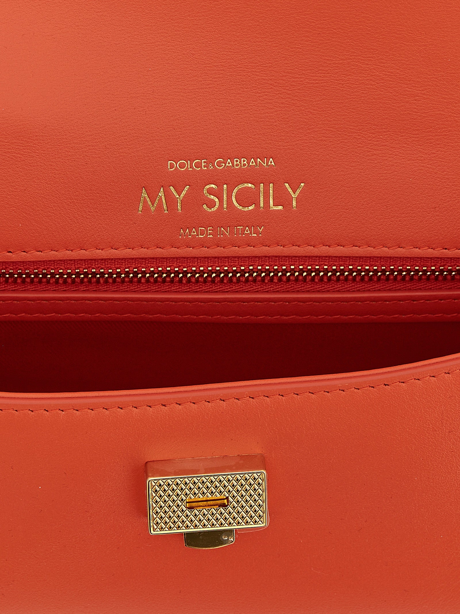 Mini Flap Handbag by Dolce & Gabbana for women in pvc & bos taurus suede calf leather orange features a signature silhouette, showcasing a secure flap and signature with versatile for a sophisticated look.