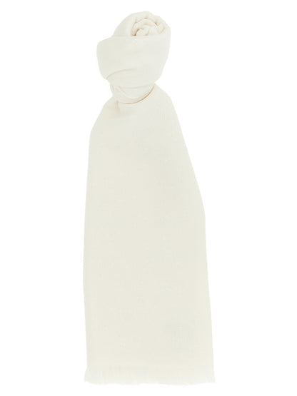 Scarf by Brunello Cucinelli for women in silk cashmere & sequins white showcases a warm silhouette from the Silk Cashmere & Sequins Scarf collection, offering a warm drape that exudes sophisticated luxury.