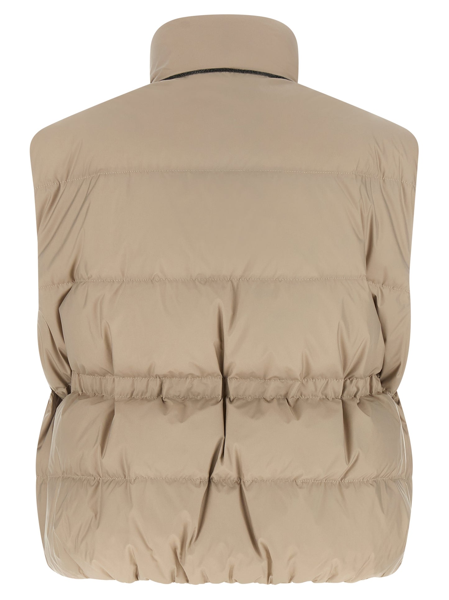 Vest by Brunello Cucinelli for women in polyester gray features an contemporary silhouette, showcasing refined lightweight & pockets and a contemporary for a sophisticated layered look.