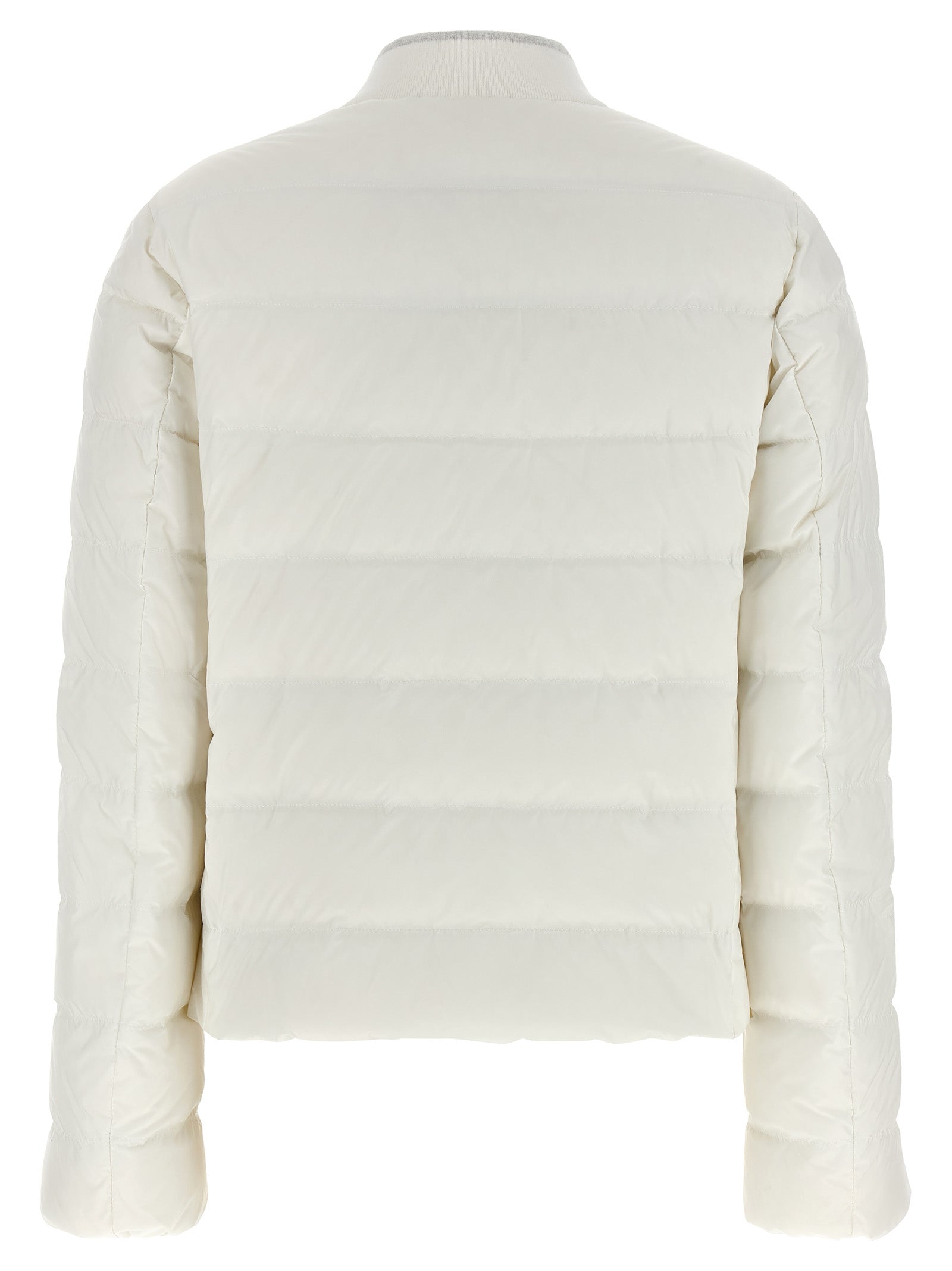 Puffer Jacket by Brunello Cucinelli for women in polyester white features an on trend silhouette, showcasing refined pockets & insulated and a sophisticated high-neck neckline for a truly on trend finish.