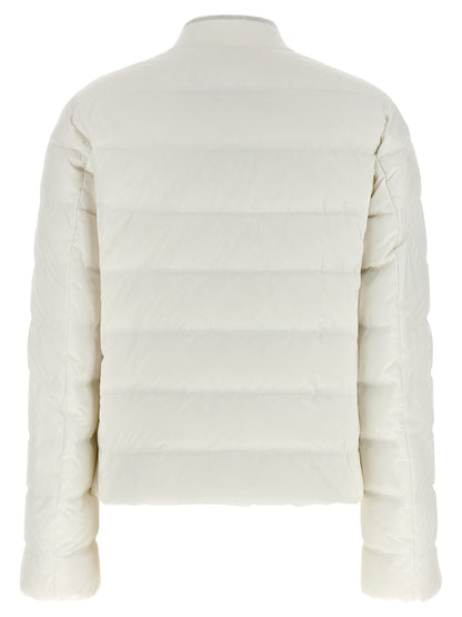 Puffer Jacket by Brunello Cucinelli for women in polyester white features an on trend silhouette, showcasing refined pockets & insulated and a sophisticated high-neck neckline for a truly on trend finish.