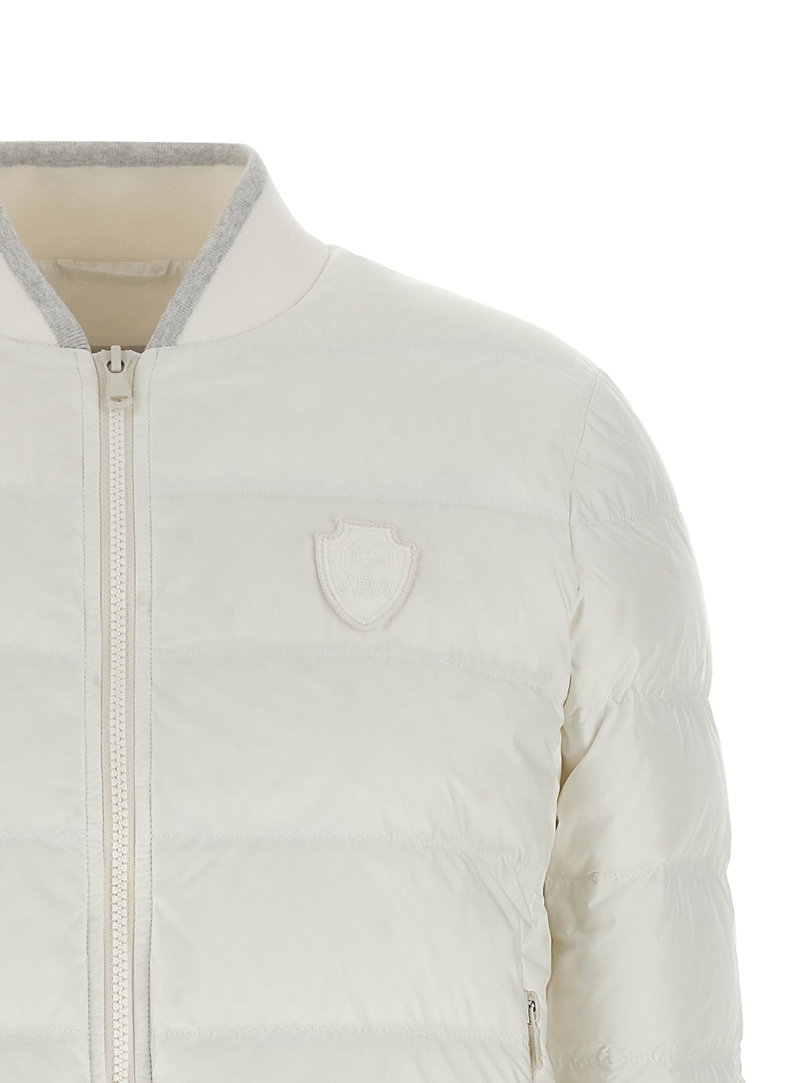 Puffer Jacket by Brunello Cucinelli for women in polyester white features a city-ready silhouette, detailed with pockets & insulated and a city-ready high-neck neckline.