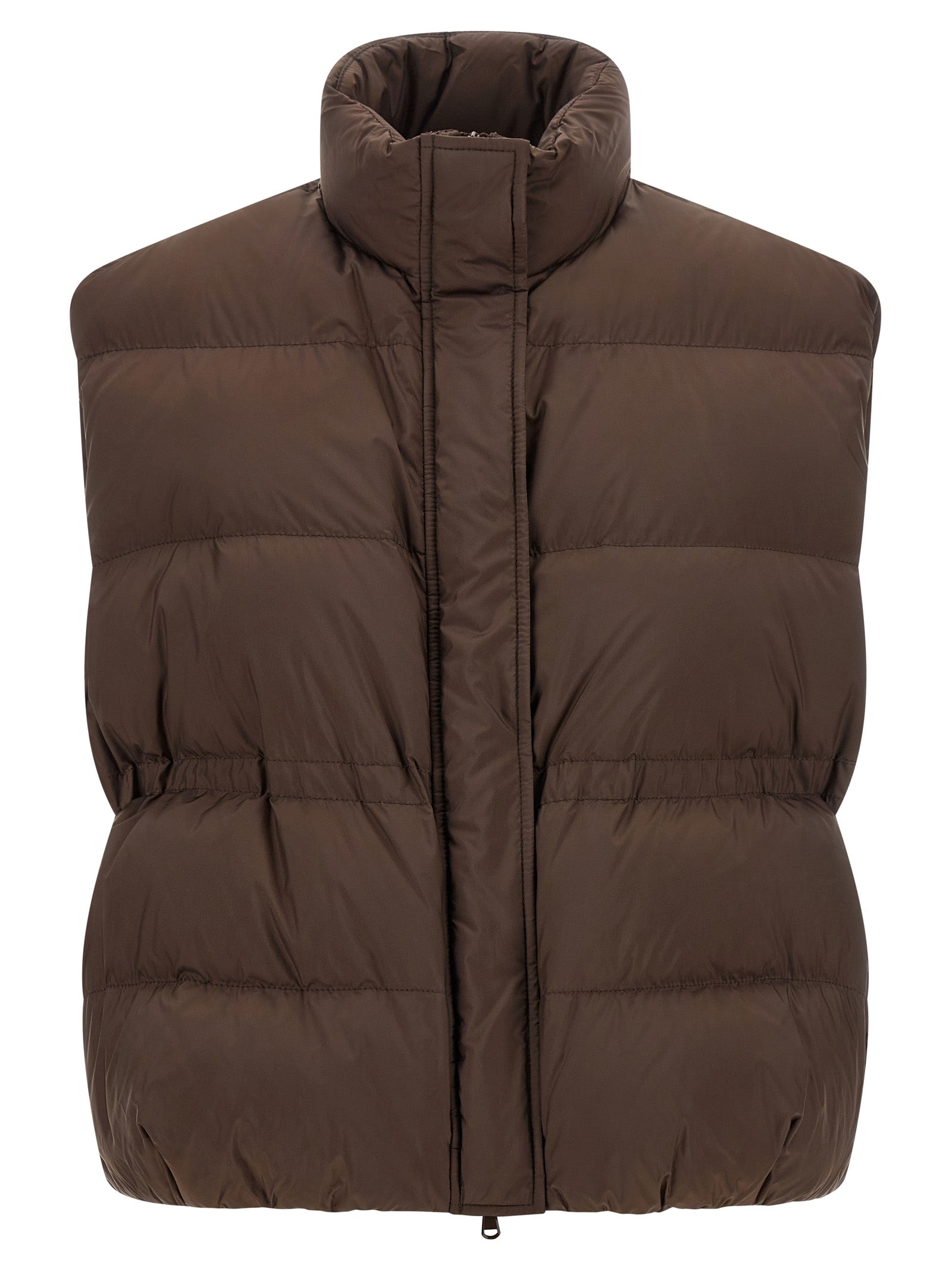 Vest by Brunello Cucinelli for women in plush polyester brown features a chic silhouette, expertly detailed with a refined and premium pockets & insulated for a truly chic look.