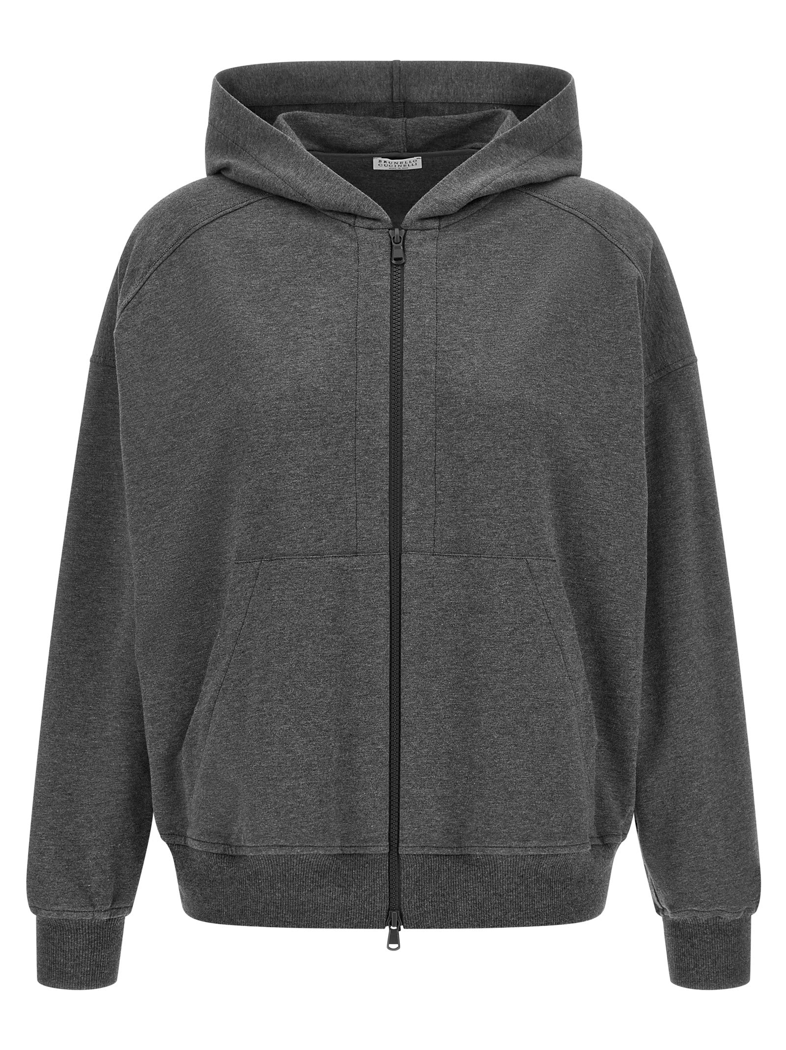 Sweatshirt Hoodie by Brunello Cucinelli for women in stretch cotton gray features a authentic silhouette, showcasing a sophisticated hooded neckline and authentic detail for a refined finish.
