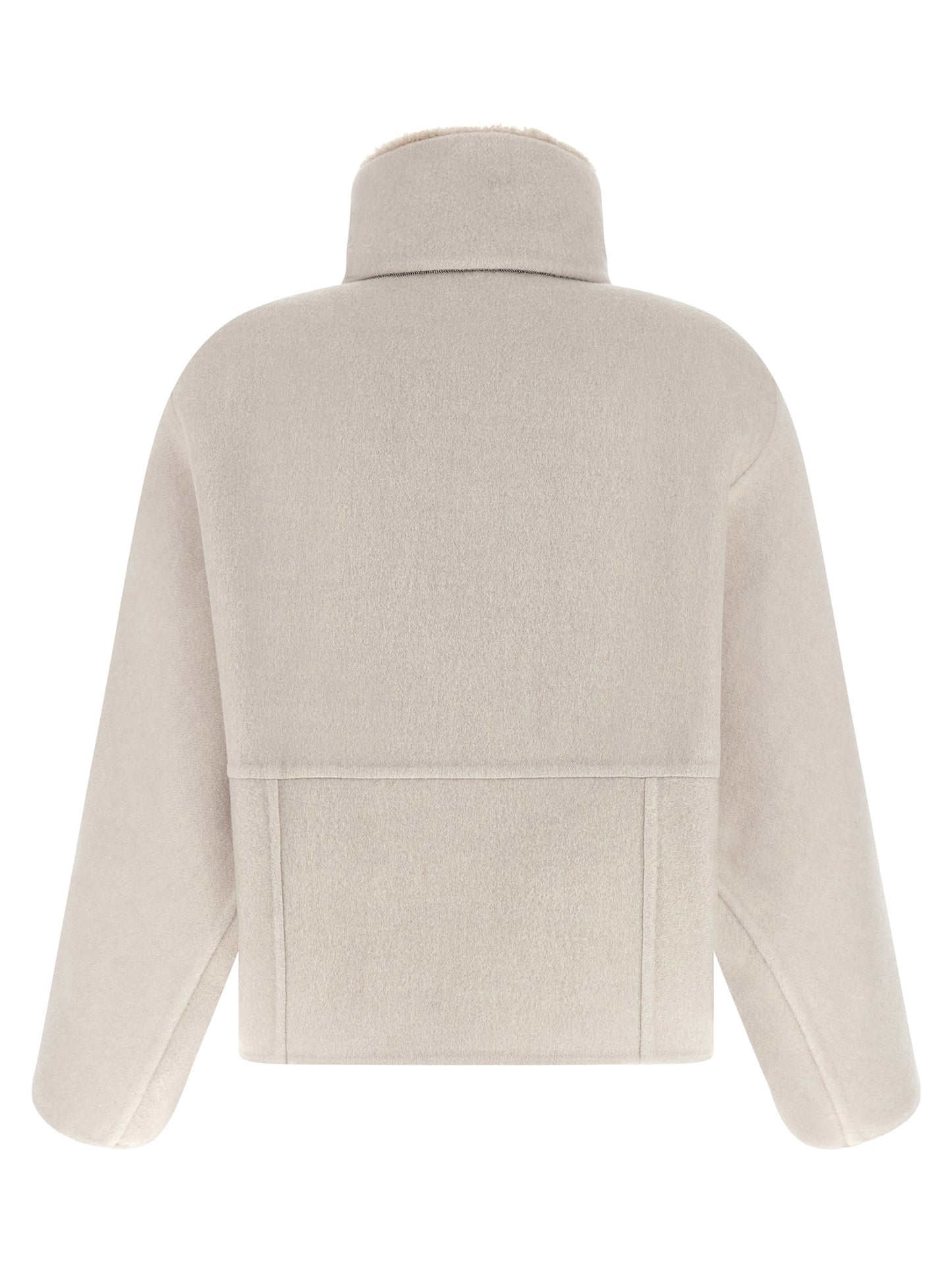 Overcoat by Brunello Cucinelli for women in cashmere virgin wool gray features an voluminous silhouette, showcasing distinct and a voluminous for a truly voluminous aesthetic.
