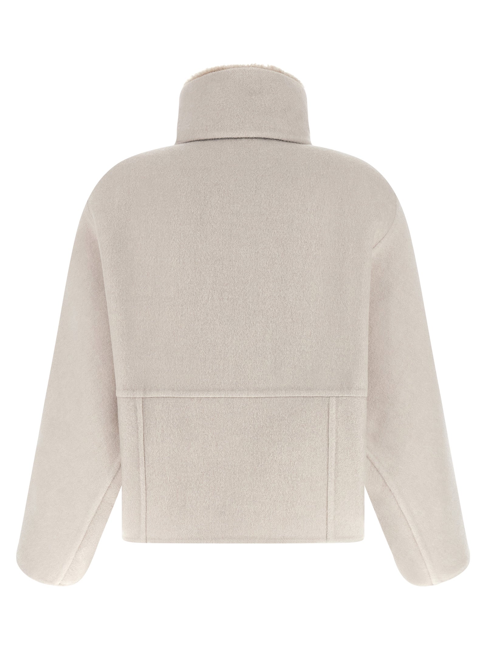 Overcoat by Brunello Cucinelli for women in cashmere virgin wool gray features an voluminous silhouette, showcasing distinct and a voluminous for a truly voluminous aesthetic.