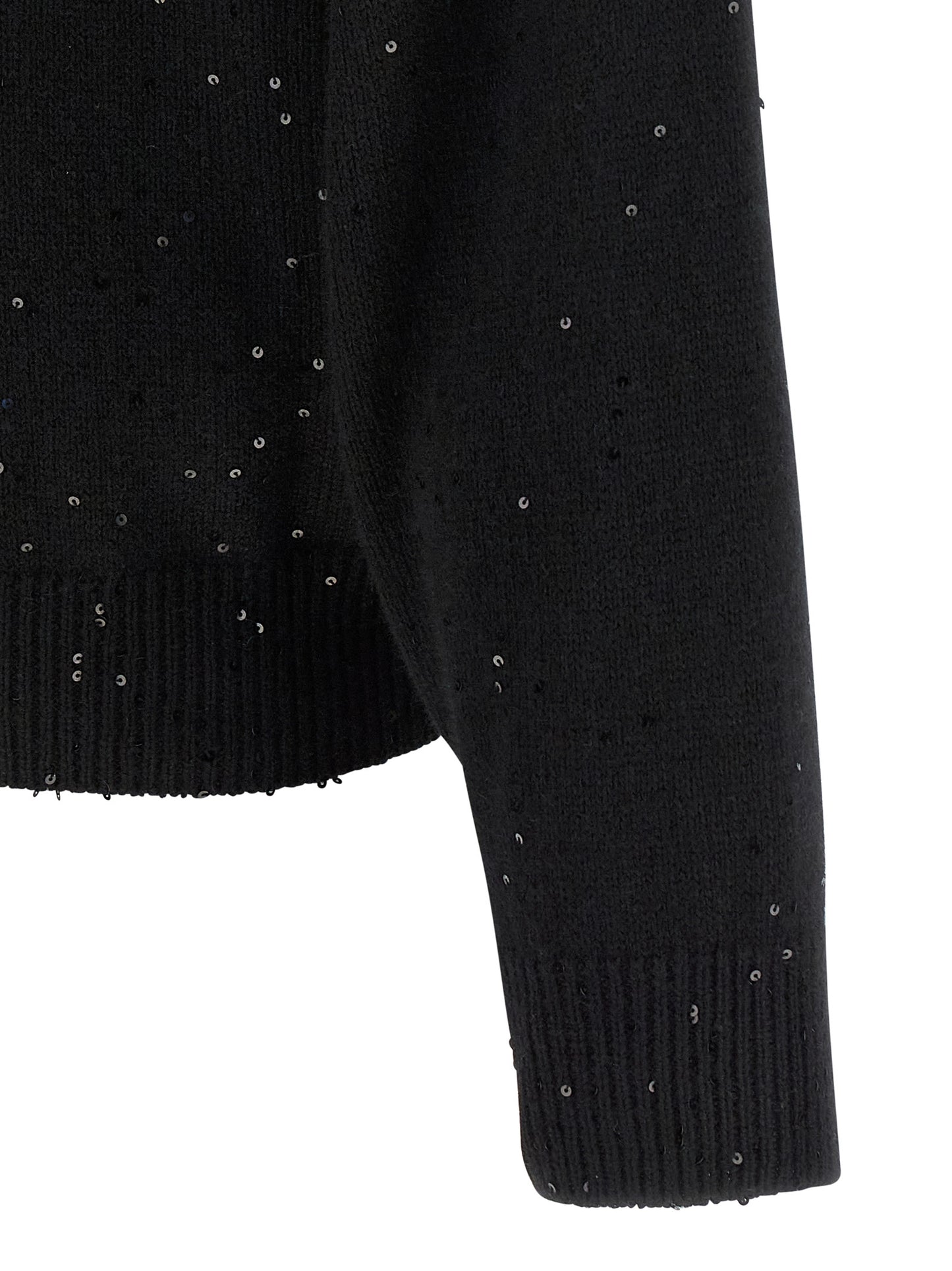 Cardigan by Brunello Cucinelli for women in silk cashmere & sequins black features a nuanced silhouette with a refined and nuanced detailing for a sophisticated look.
