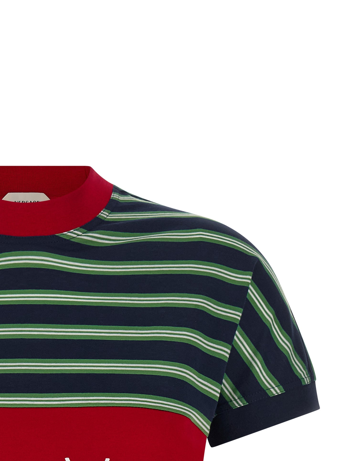 Versace Women's Crew Neck Cotton T-Shirt - Multicolor Striped