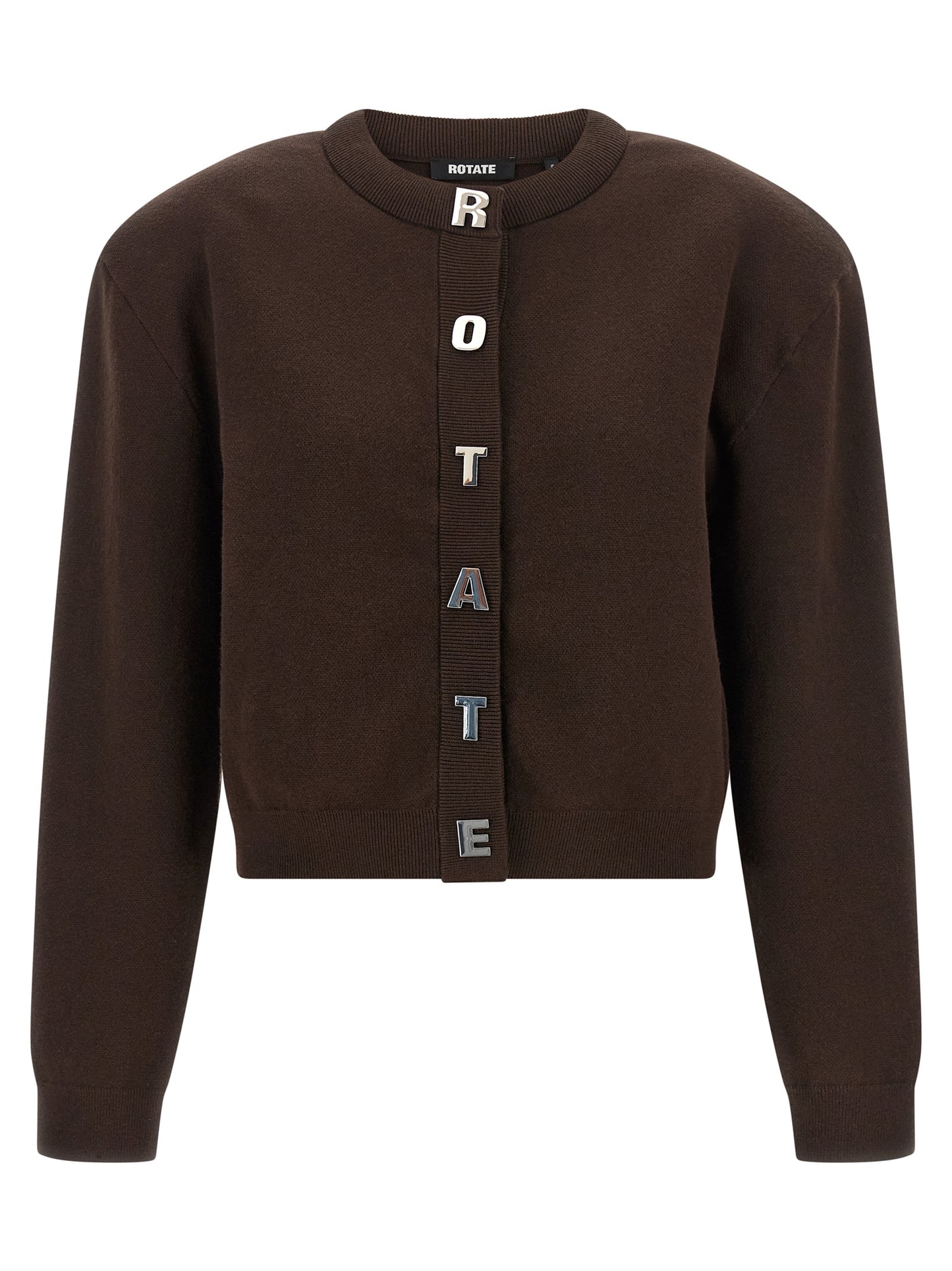 Cardigan by ROTATE BIRGER CHRISTENSEN for women in cashmere & organic cotton brown presents a textural silhouette, artfully finished with a textural crew neckline and long-sleeve for a sophisticated, textural look.