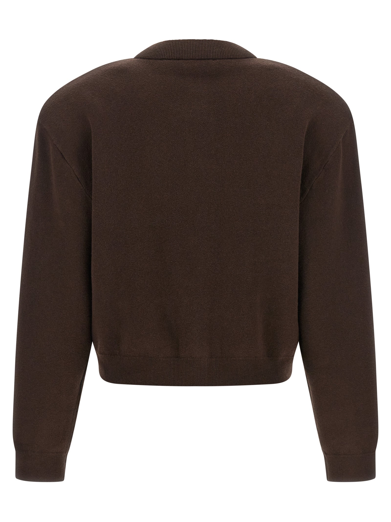 Cardigan by ROTATE BIRGER CHRISTENSEN for women in cashmere & organic cotton brown features a dramatic silhouette, showcasing a sophisticated crew neckline and dramatic detail for a timeless, premium look.