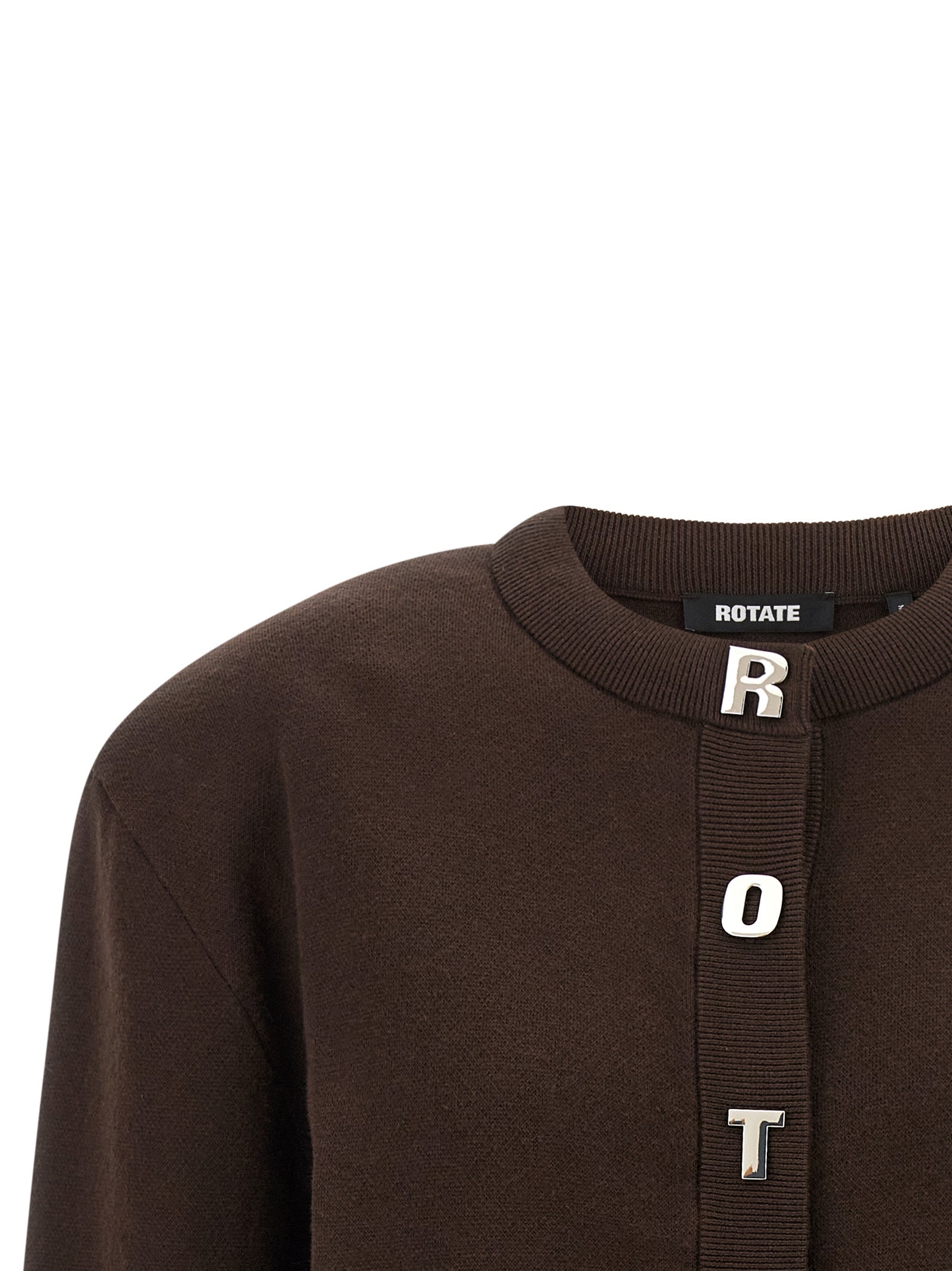 Cardigan by ROTATE BIRGER CHRISTENSEN for women in cashmere & organic cotton brown features an impeccable silhouette, showcasing a sophisticated crew neckline and detail for a truly impeccable finish.