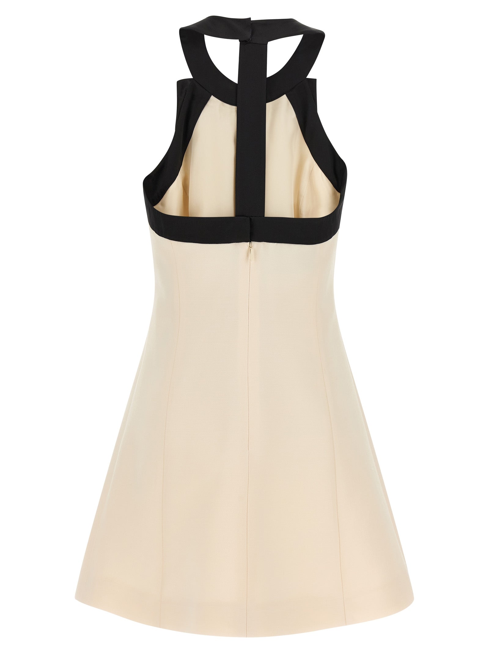 Dress by Valentino Garavani for women in silk crepe & virgin wool bicolour, black & white features an sultry silhouette defined by a and , falling to an sultry short mini for a sultry look.