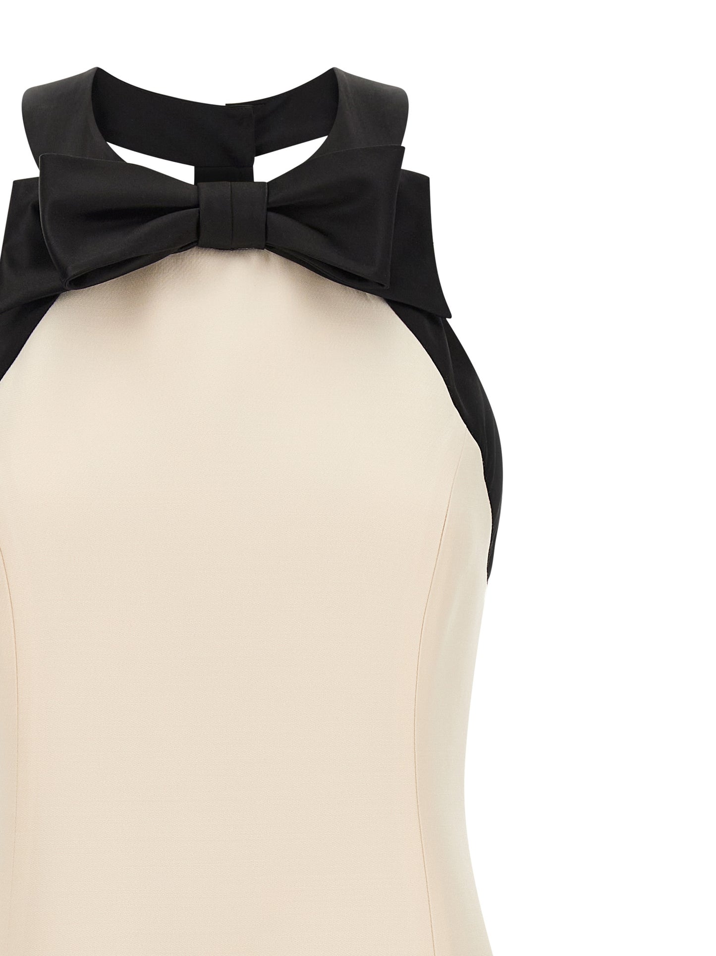 Dress by Valentino Garavani for women in silk crepe & virgin wool bicolour, black & white features an magnificent silhouette, artfully detailed with a magnificent and that flows into an magnificent short mini.