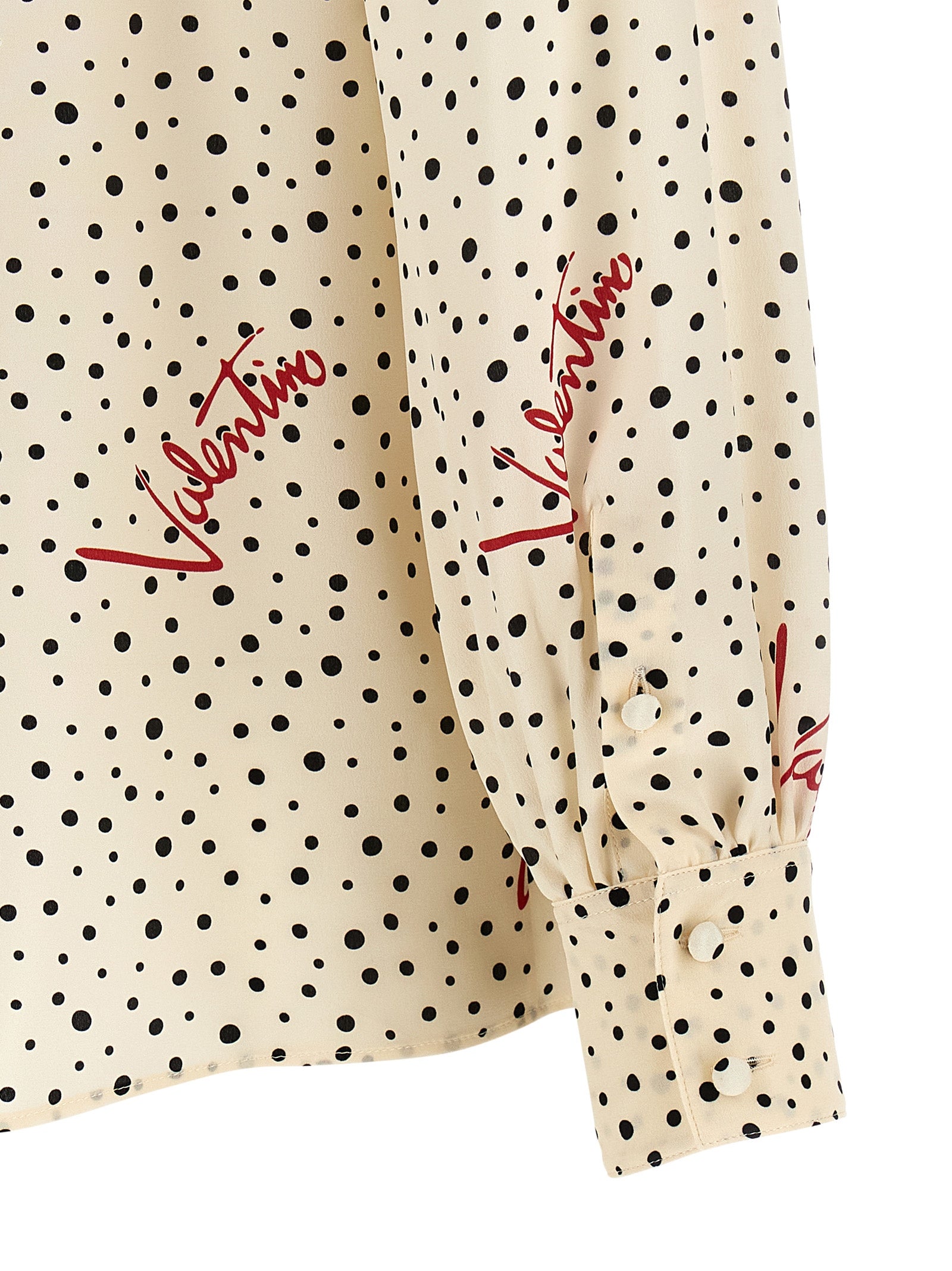 Blouse by Valentino Garavani for women in silk crepe multicolor & print showcases a sharp silhouette, elegantly detailed with a sharp and sharp .