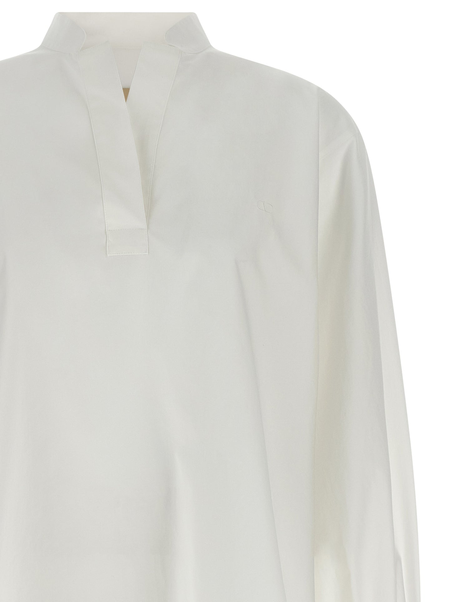 Shirt by Valentino Garavani for women in cotton white features an polished silhouette, showcasing a sophisticated v-neck high-neck neckline and detail for a truly polished finish.