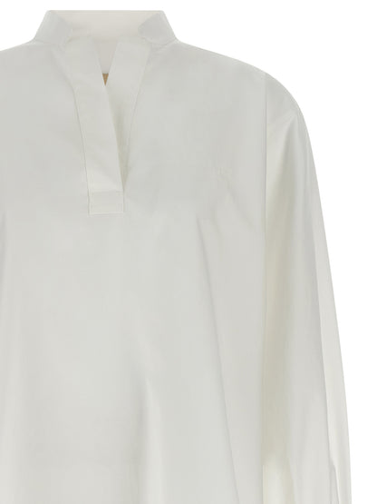 Shirt by Valentino Garavani for women in cotton white features an polished silhouette, showcasing a sophisticated v-neck high-neck neckline and detail for a truly polished finish.