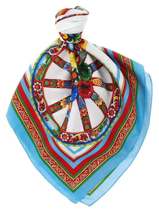Scarf by Dolce & Gabbana for women in silk twill multicolor, patterned & print features a timeless silhouette, artfully capturing the essence of the timeless Silk Twill Scarf design for a sophisticated look.