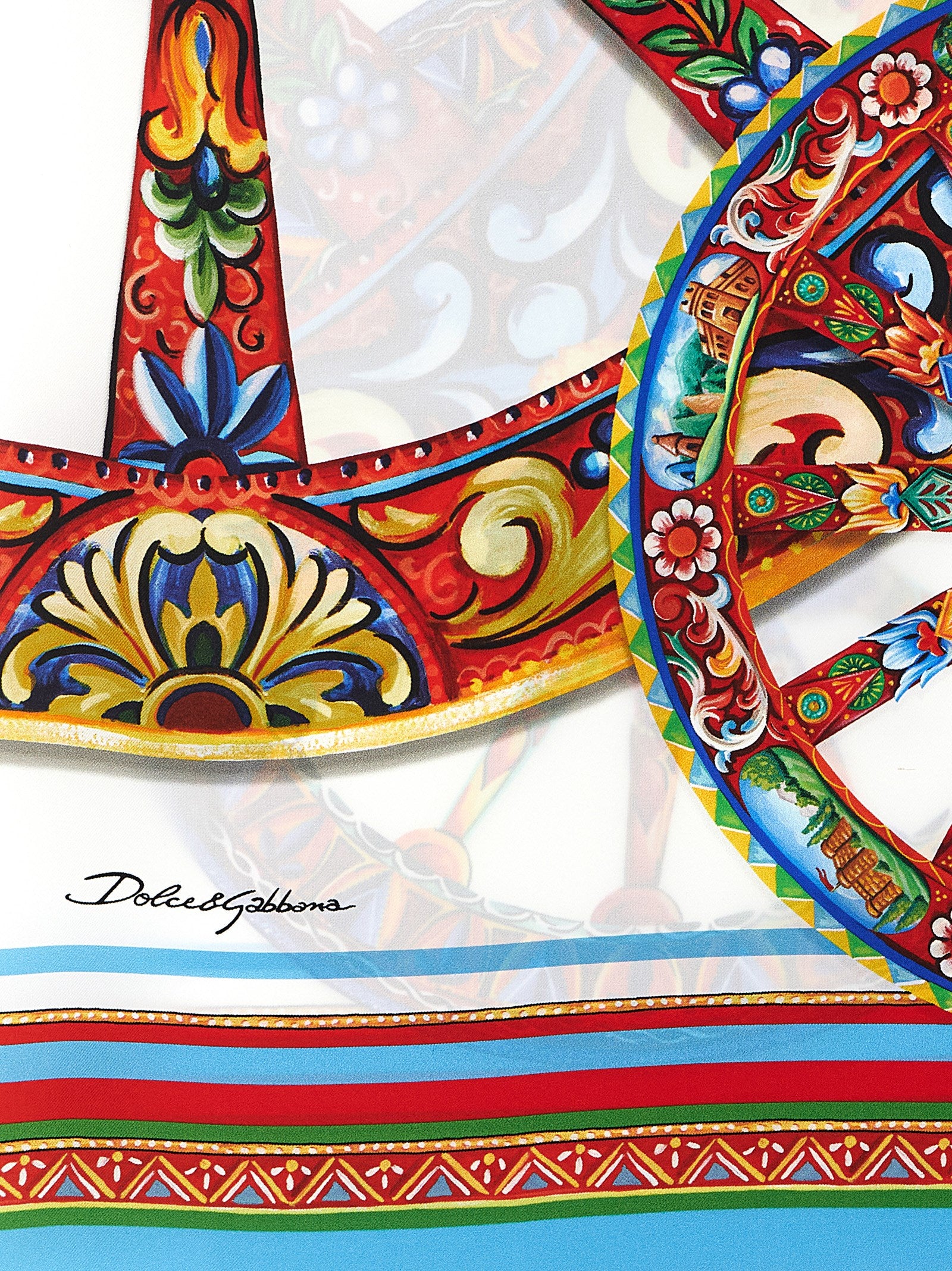 Scarf by Dolce & Gabbana for women in silk twill multicolor, patterned & print features a snug silhouette, perfectly showcasing the elegant drape and premium finish of the Silk Twill Scarf.