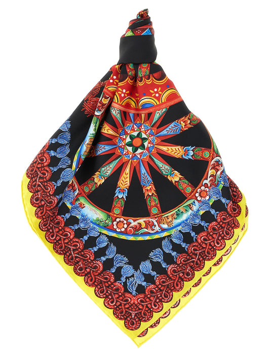 Scarf by Dolce & Gabbana for women in silk twill multicolor & print features a timeless silhouette, artfully capturing the essence of the timeless Silk Twill Wrap Scarf design for a sophisticated look.
